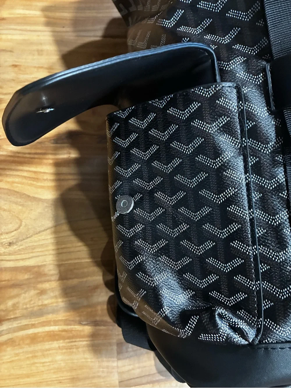 Men's Black Patterned Roll-Top Backpack